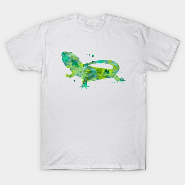 Bearded Dragon Watercolor Painting T-Shirt by Miao Miao Design